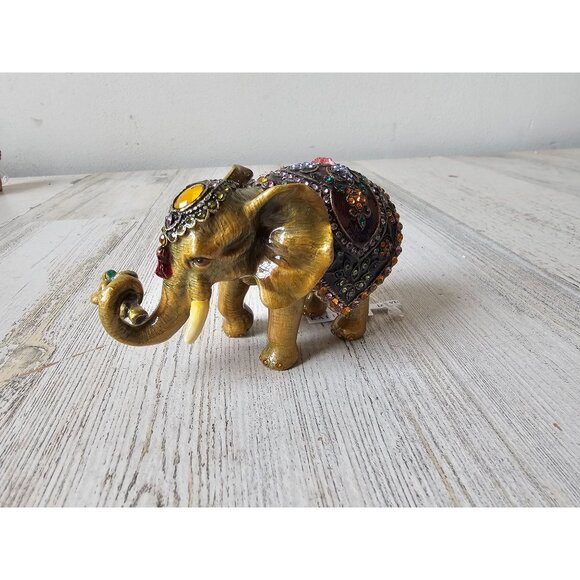 Kalifano jeweled elephant trinket box keepsake jewelry rhinestone new - Picture 1 of 10